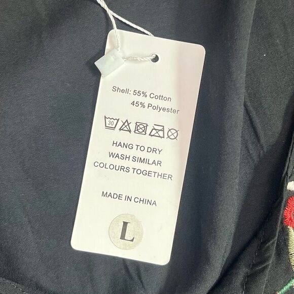 NWT Futurino Black Bohemian Crew Neck Shift Dress Large - Picture 10 of 11